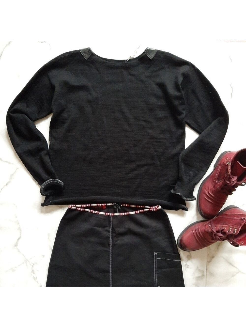 Yoshi Kondo Wool Leather Trim Sweater NWT